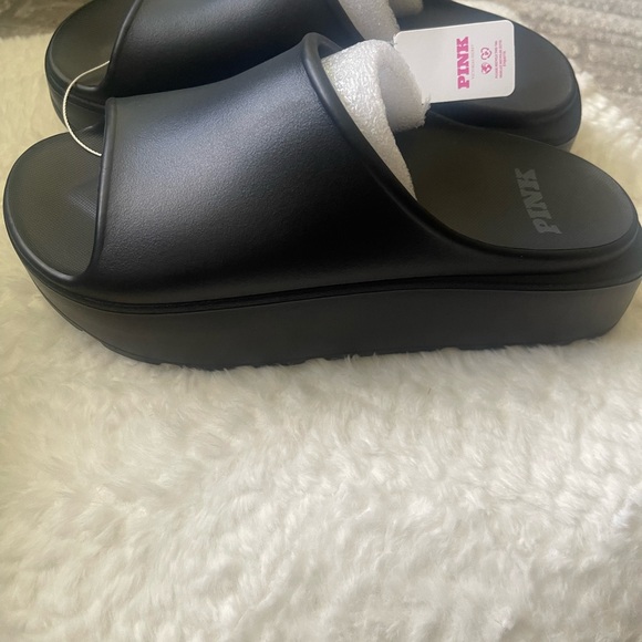 PINK Victoria's Secret Black Slide Sandals - Picture 1 of 5